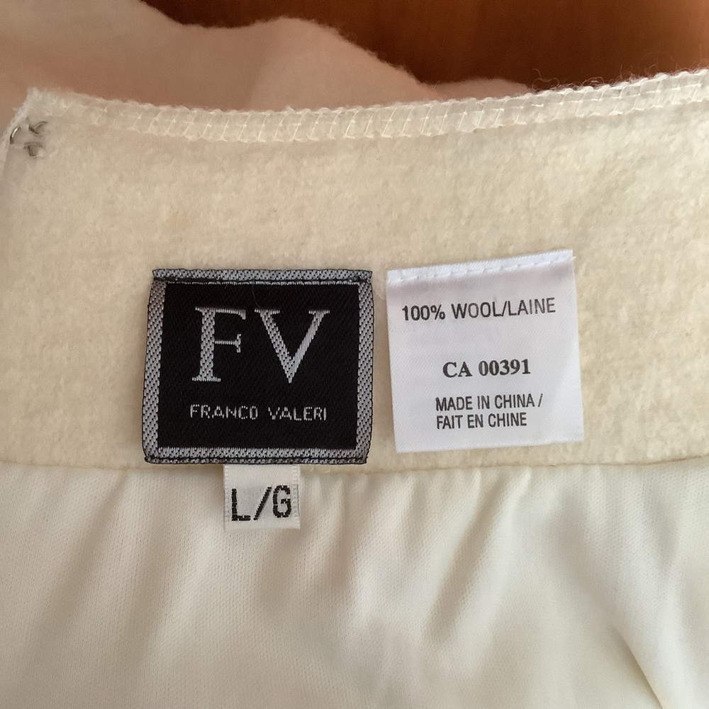 80s Vintage Franco Valeri 100% Cream Wool Pencil Skirt Size Large - Picture 9 of 12